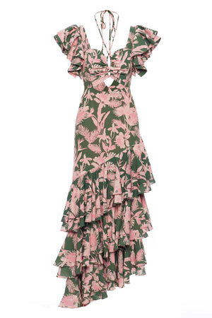 
            
                Load image into Gallery viewer, CHOCOLATE DRESS IN JARDIN TROPICAL VERDE
            
        