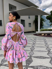 TRINITARIA DRESS IN ORQUÍDEA PINK PRINT - No Pise La Grama Web