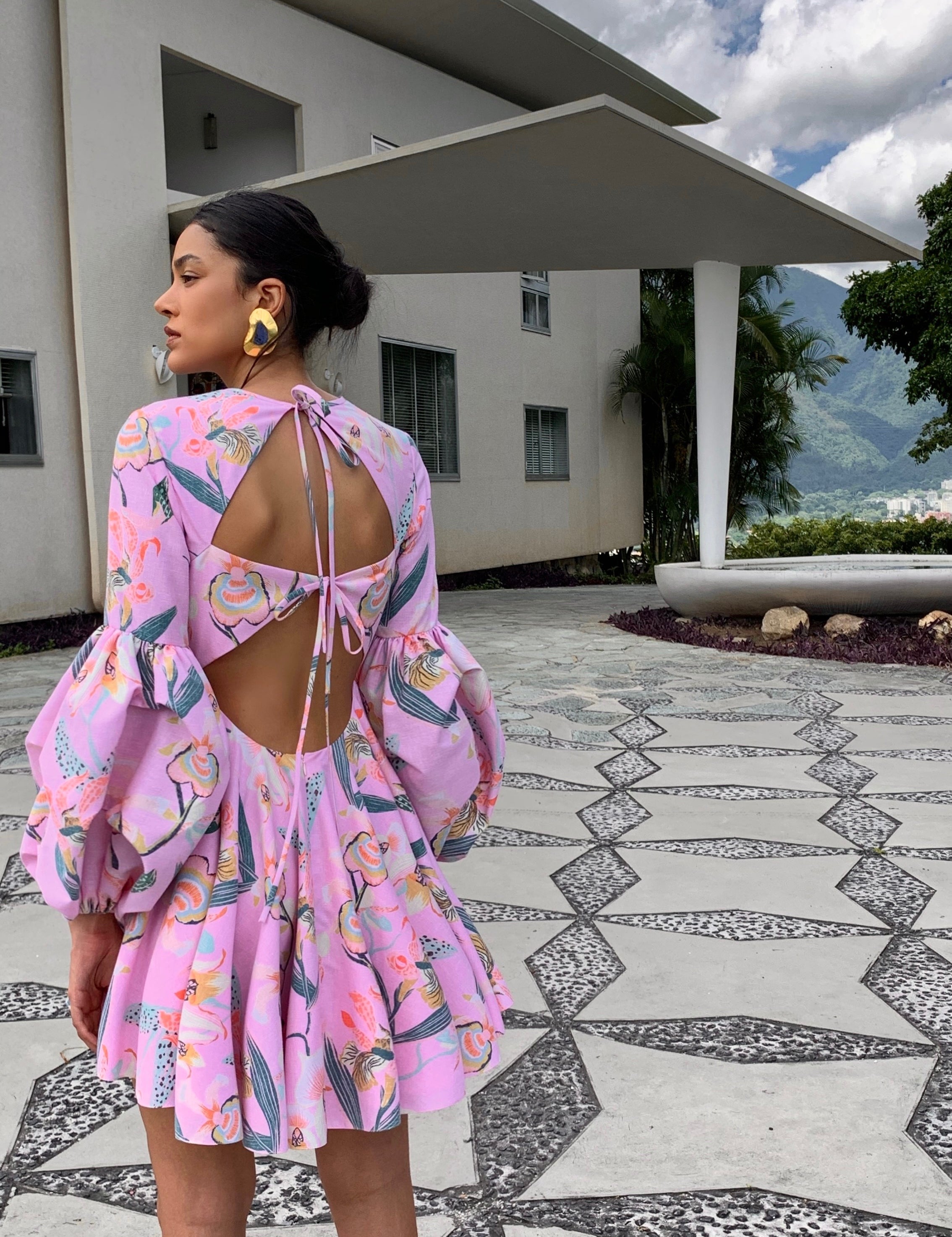 TRINITARIA DRESS IN ORQUÍDEA PINK PRINT - No Pise La Grama Web