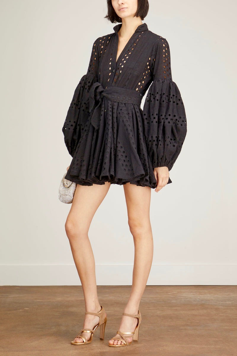 CARTA Y LETRA DRESS EYELET IN BLACK EYELET - No Pise La Grama Web
