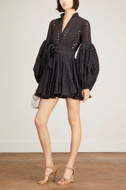 CARTA Y LETRA DRESS EYELET IN BLACK EYELET - No Pise La Grama Web