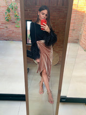 LUCIERNAGA SKIRT IN CARAMEL VELVET - No Pise La Grama Web